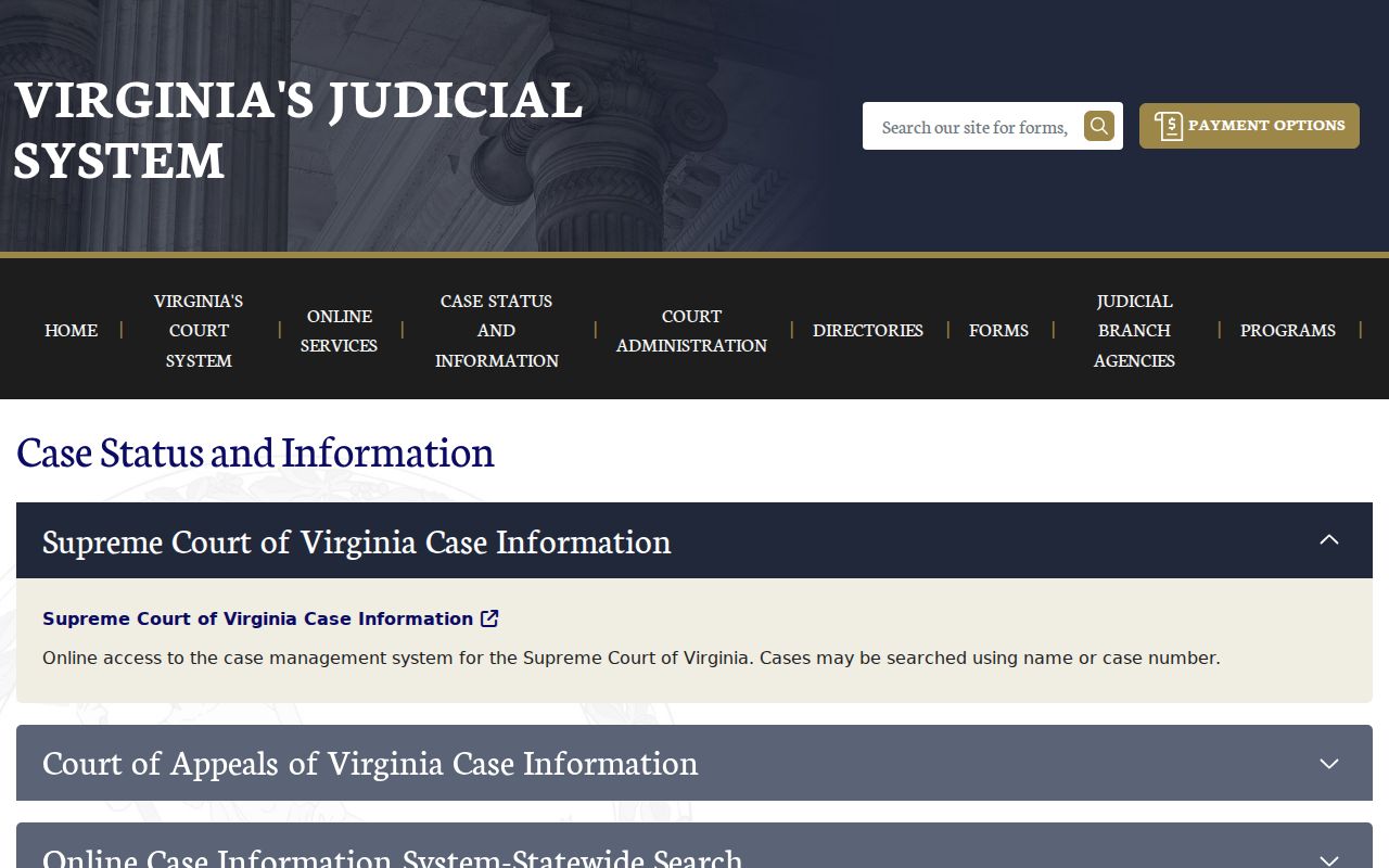 Portsmouth warrant search route through Virginia Courts case information